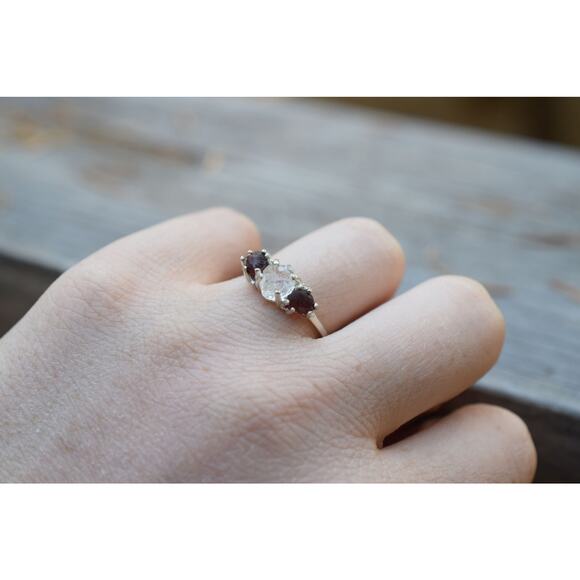 Garnet Ring, rough diamond ring, anniversary ring, raw stone rings, promise ring - Picture 6 of 6